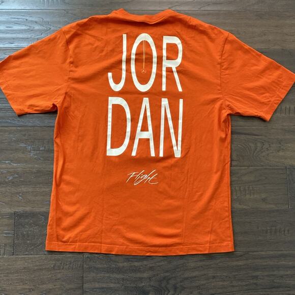 JORDAN T-Shirt Mens Sz Large Orange Artist Series Darien Birks Barber Shop - Picture 5 of 6